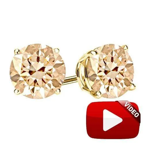 0.25 CT SPARKLING CHOCOLATE DIAMOND 10KT SOLID GOLD EARRINGS STUD