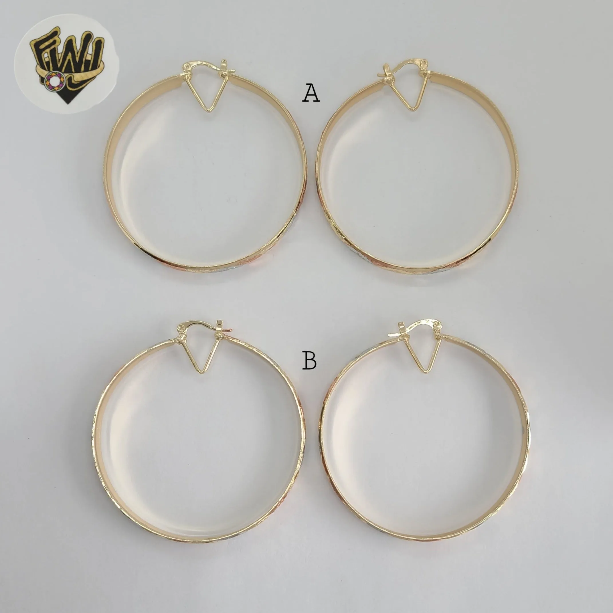 (1-2784-1) Gold Laminate - Three Tone Hoops - BGO