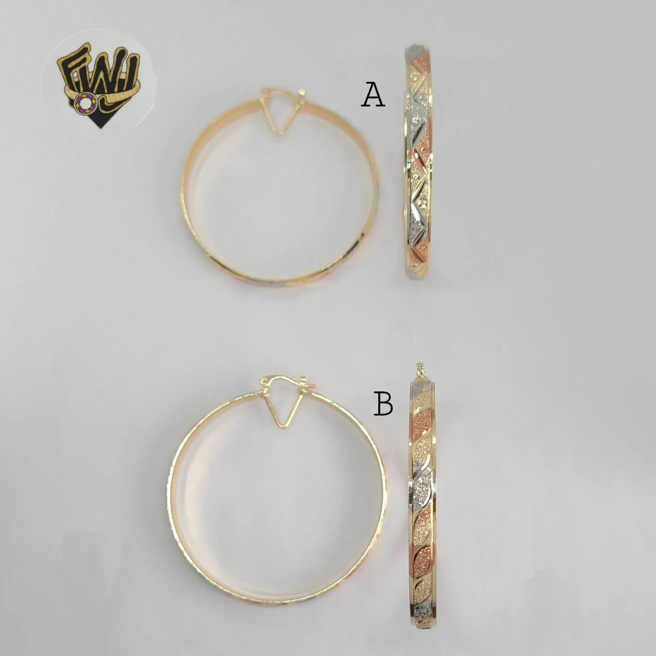 (1-2784-1) Gold Laminate - Three Tone Hoops - BGO