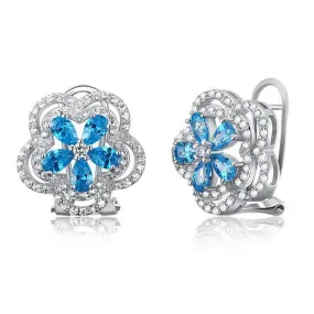 1.25 Carat Blue Solid 925 Sterling Silver Stud Earrings Jewelry MXFE8053