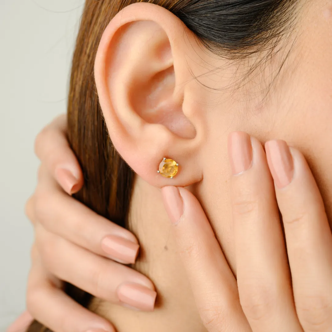 14k Gold Citrine Studs