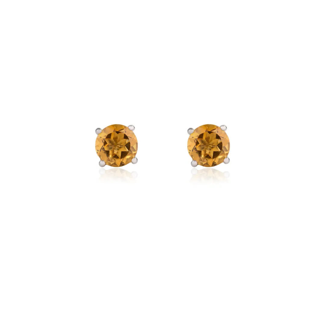 14k Gold Citrine Studs