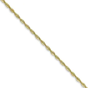 1.5mm, 10k Yellow Gold Lightweight D/C Rope Chain Necklace