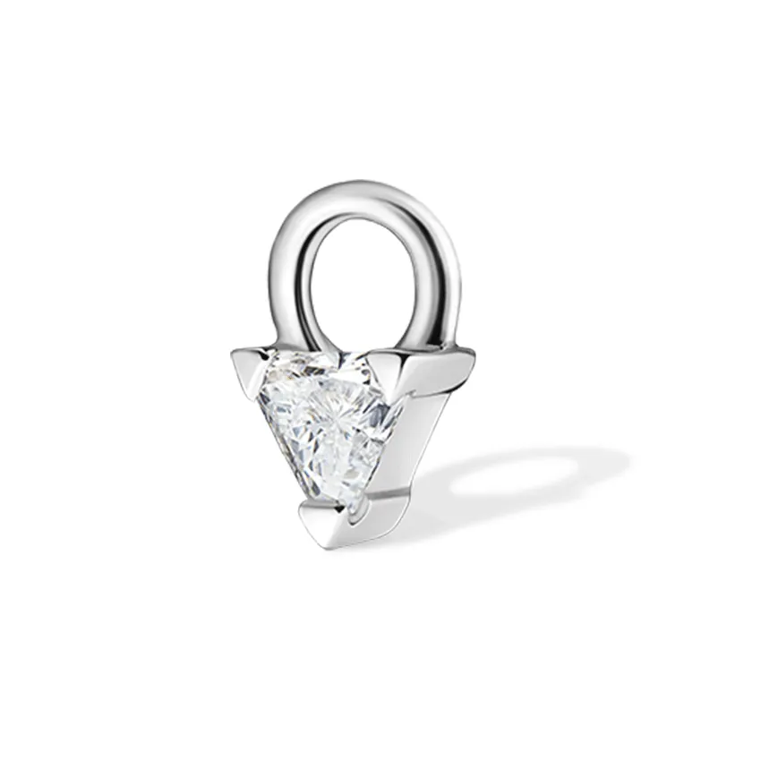 18K Diamond Triangle Charm by Maria Tash in White Gold.