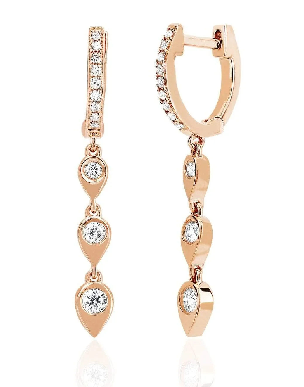 3 Diamond Teardrop Huggie Earrings