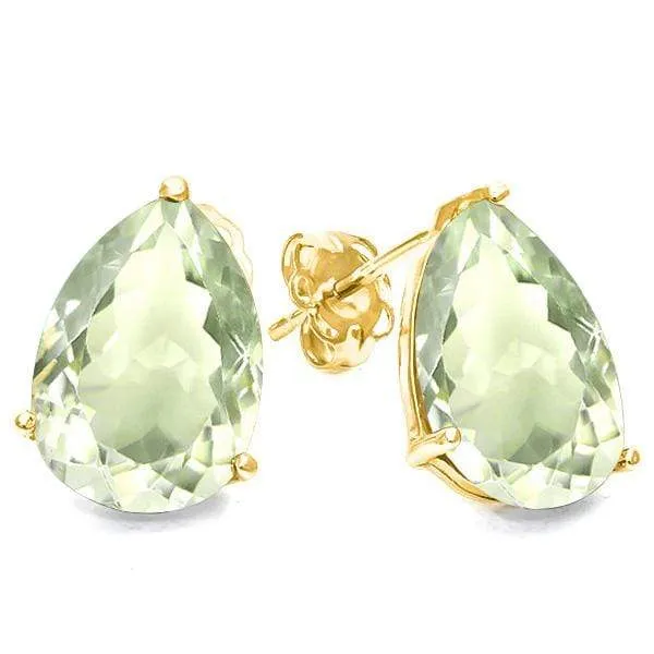 3.34 CT GREEN AMETHYST 10KT SOLID GOLD EARRINGS STUD