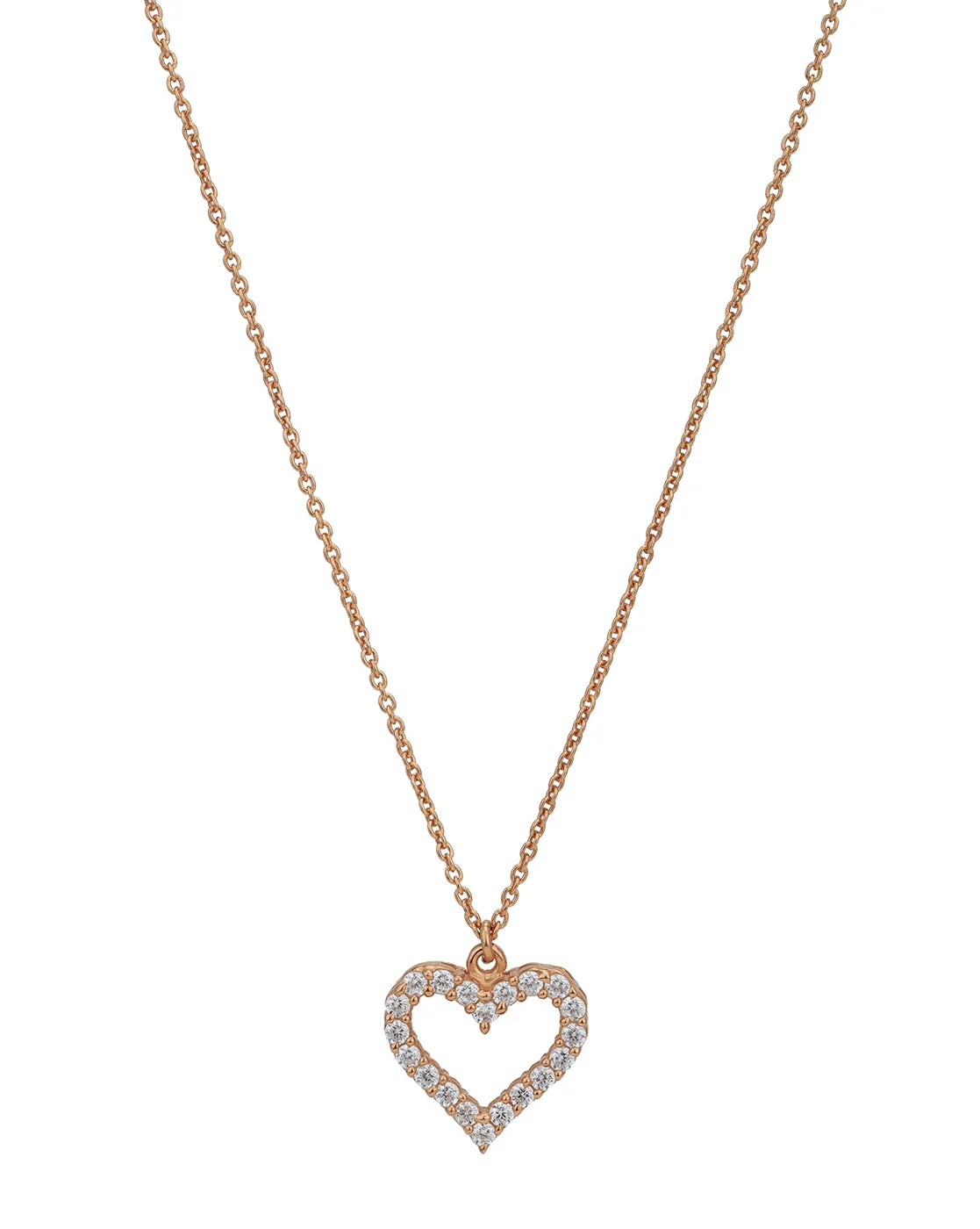 925 Sterling Silver 18kt Rose Gold Plated with CZ Heart Necklace and Earring for women