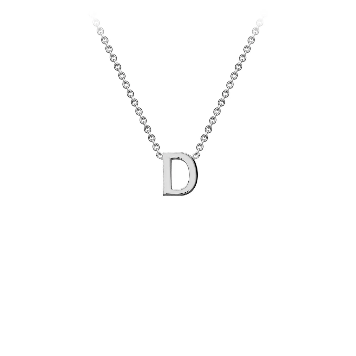 9K White Gold 'D' Initial Adjustable Letter Necklace 38/43cm