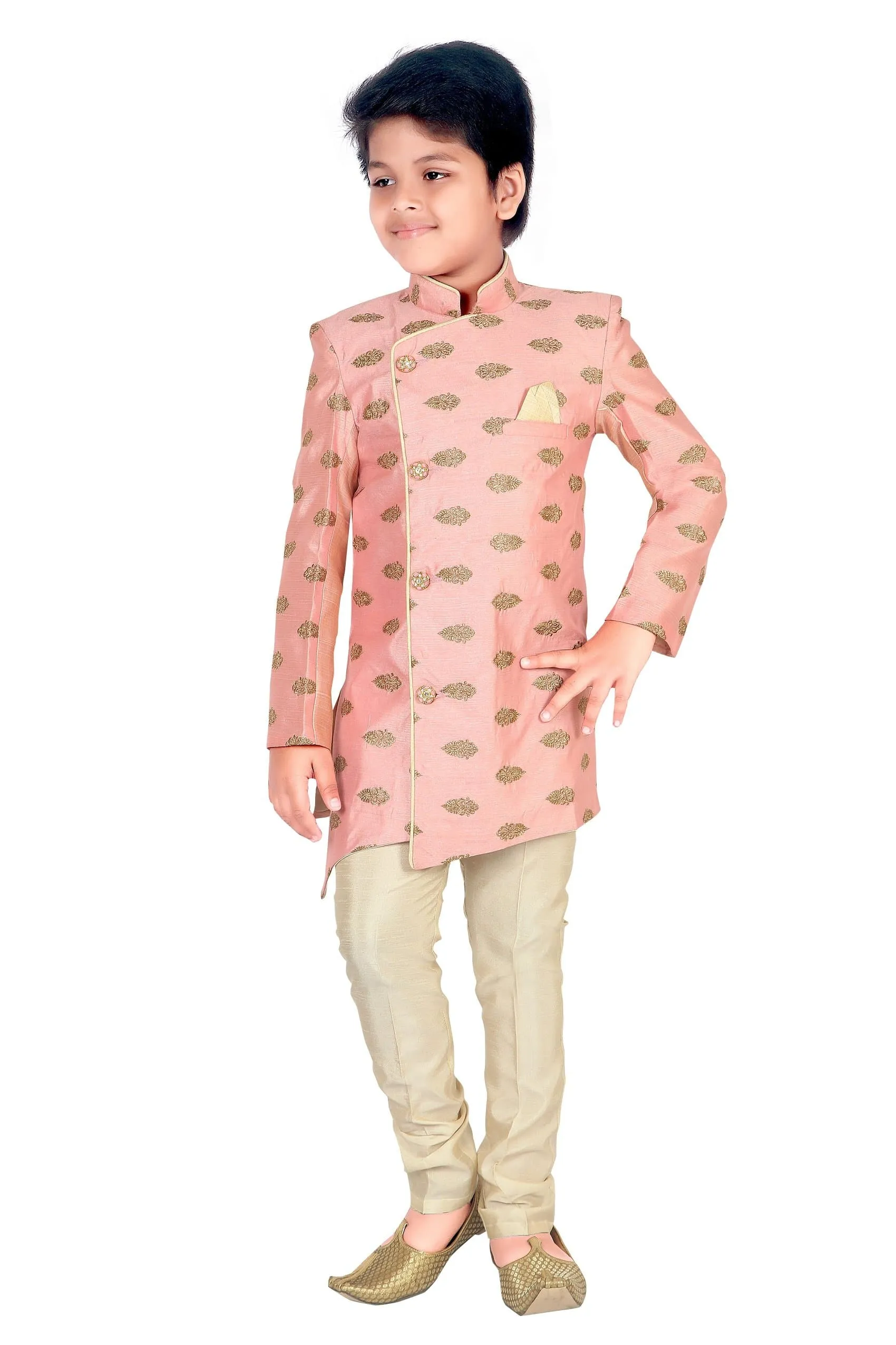 Ahhaaaa Ethnic Printed Embroidery Sherwani and Pyjama for Boys