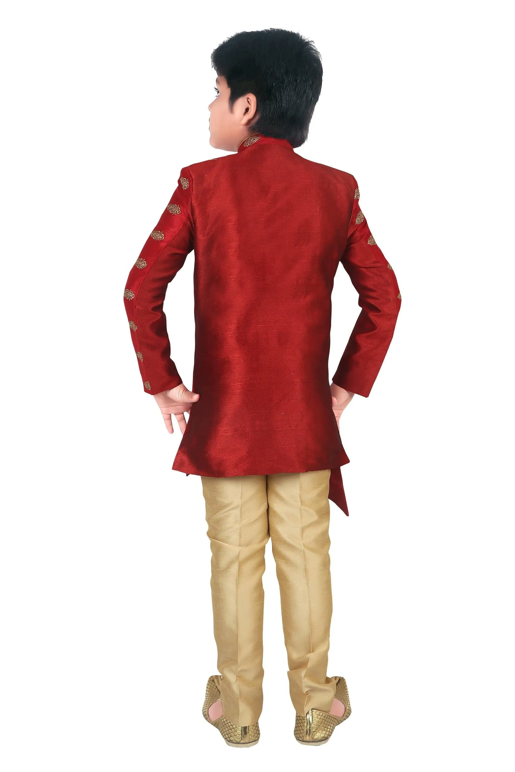 Ahhaaaa Ethnic Printed Embroidery Sherwani and Pyjama for Boys