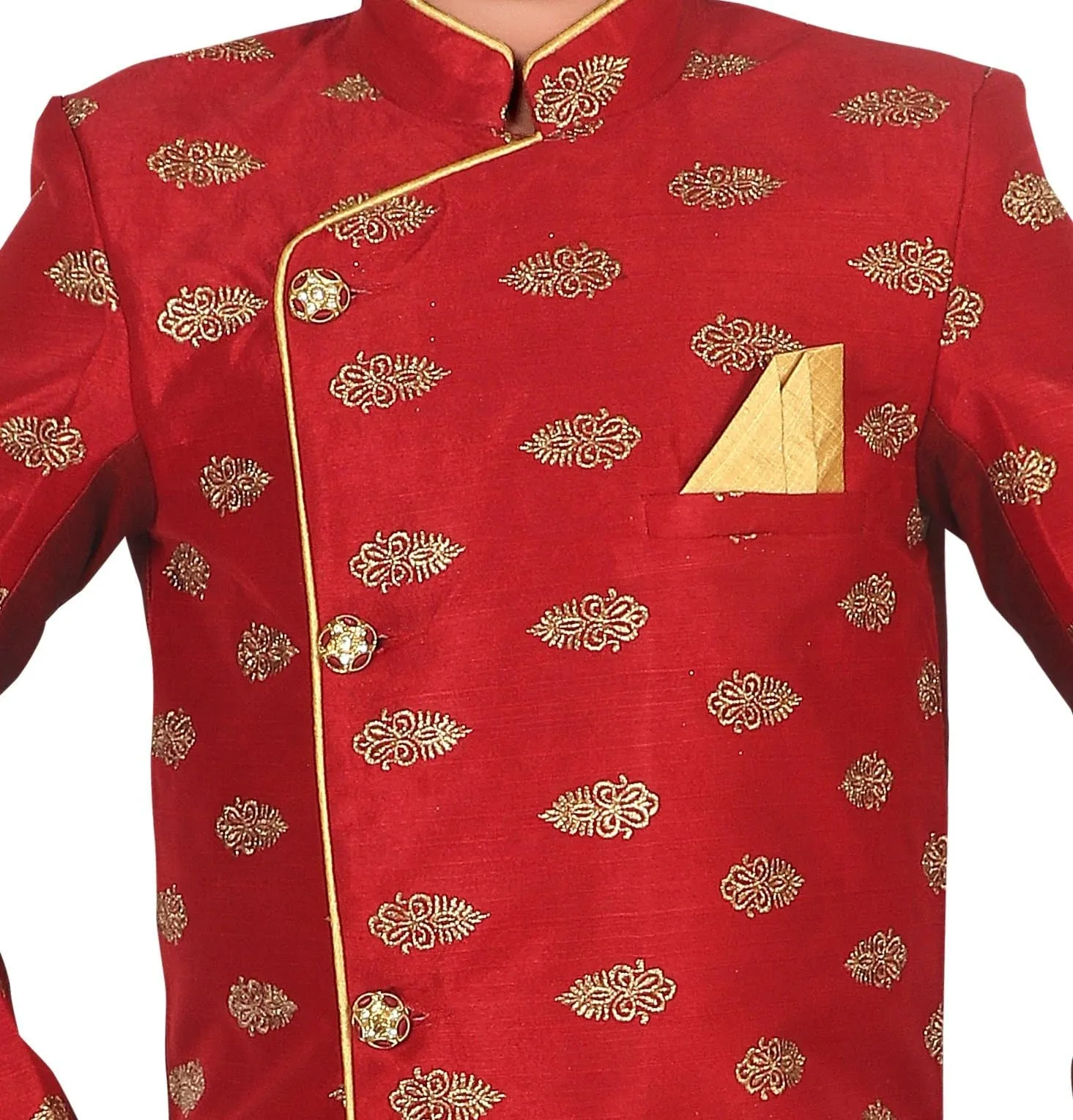 Ahhaaaa Ethnic Printed Embroidery Sherwani and Pyjama for Boys