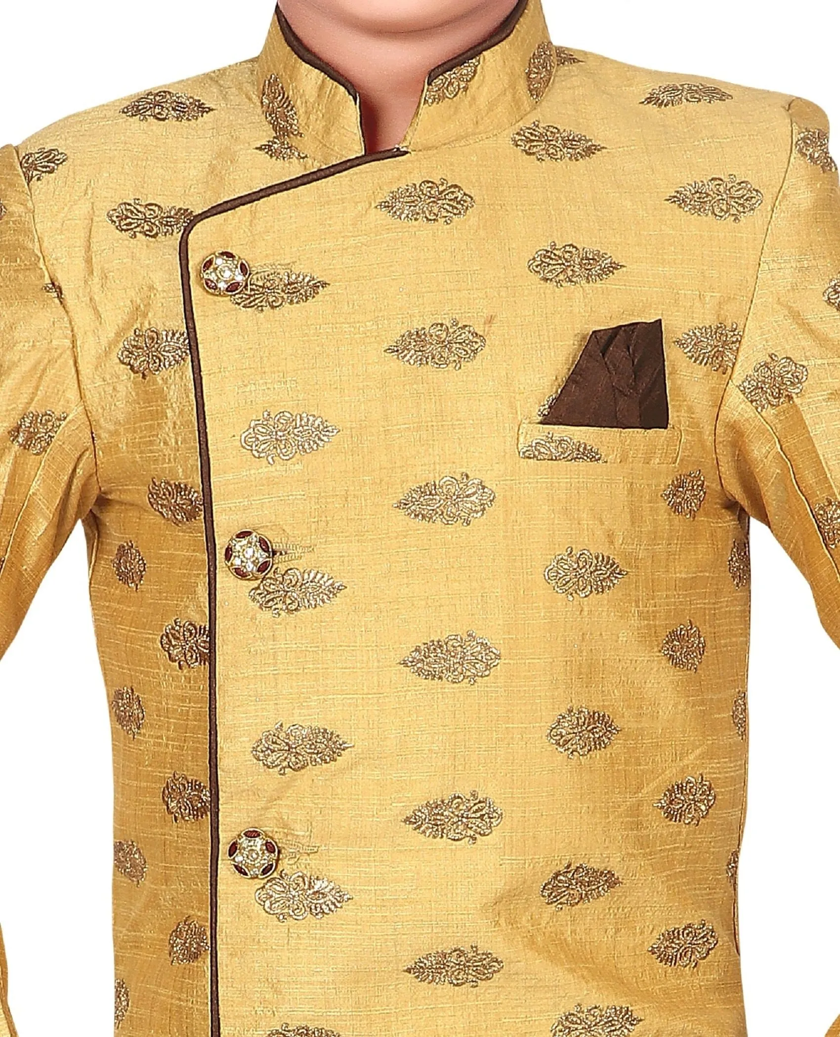 Ahhaaaa Ethnic Printed Embroidery Sherwani and Pyjama for Boys