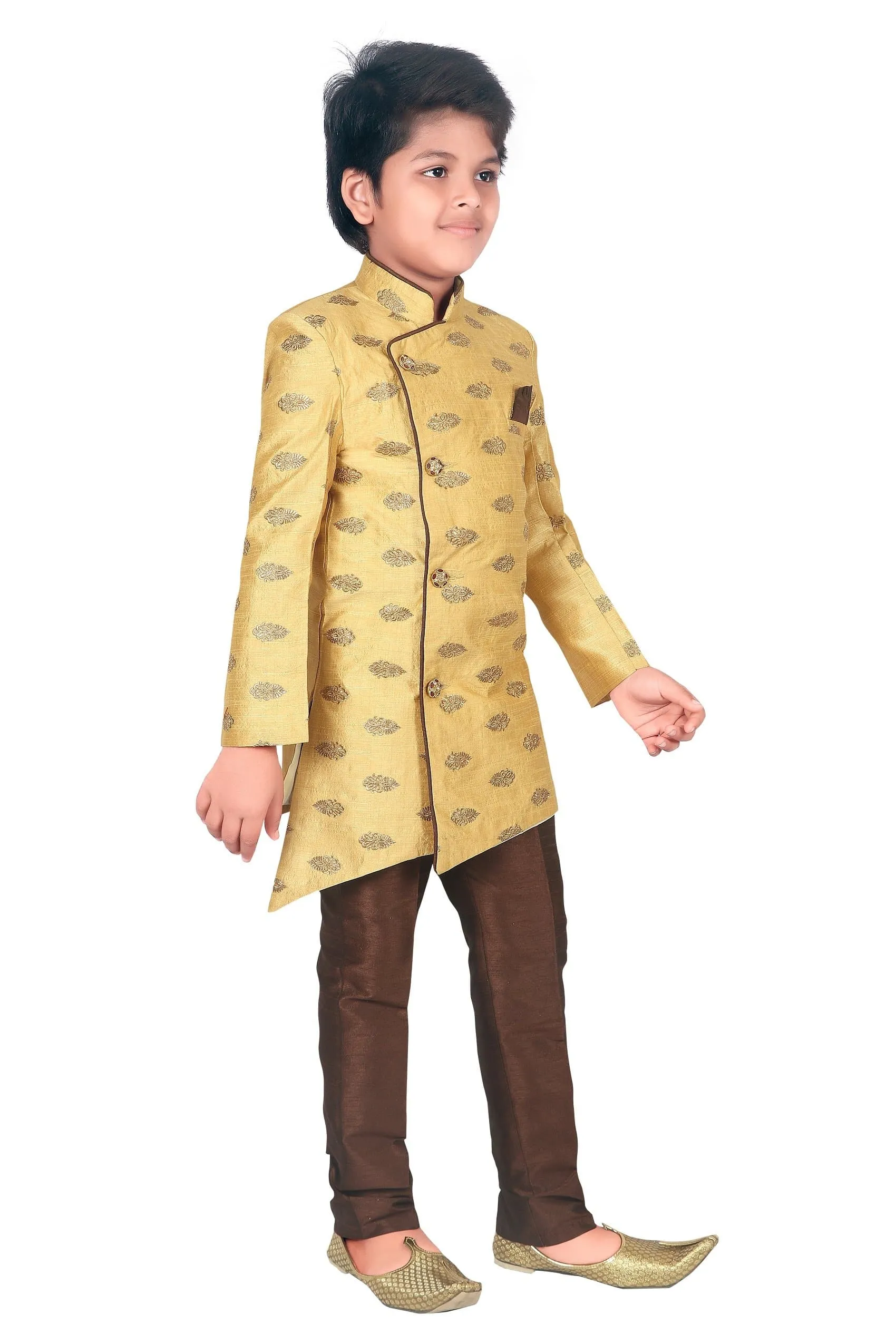 Ahhaaaa Ethnic Printed Embroidery Sherwani and Pyjama for Boys