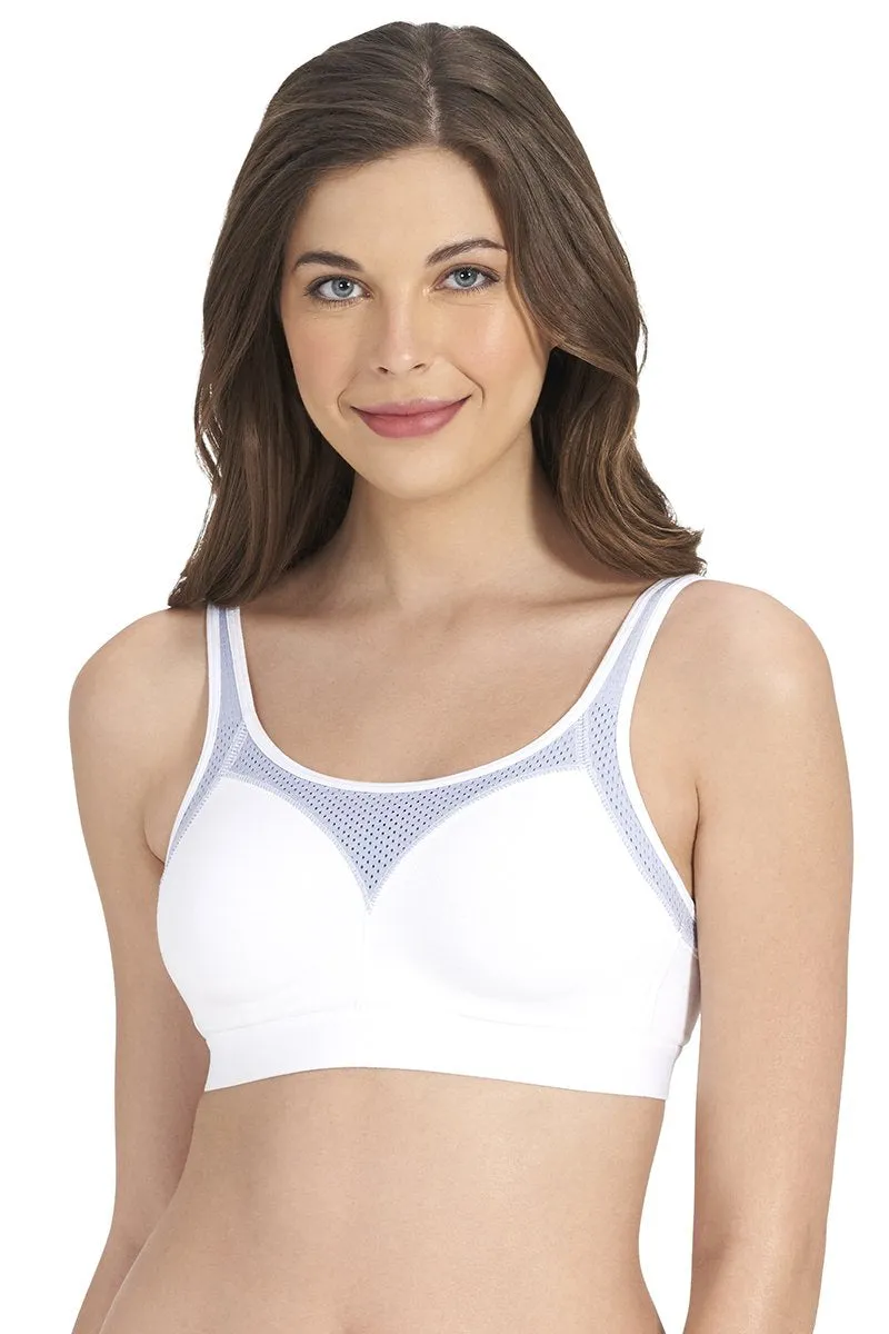 All Day Active Non-Padded Non-Wired Bra - White With Eventide