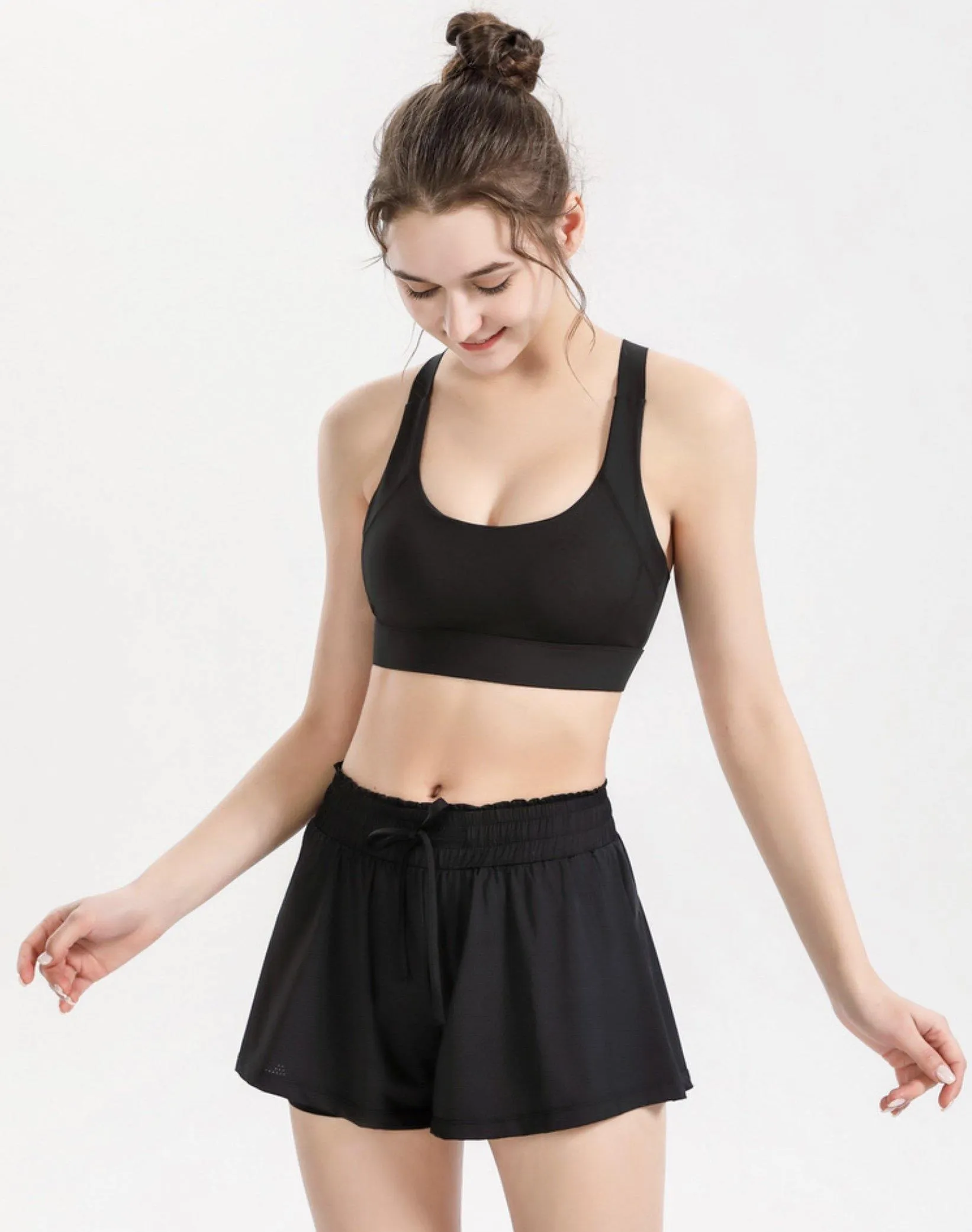 ALWAYS High Waisted Running Shorts - Comfortable Pleated Athletic Workout Shorts with Drawstrings