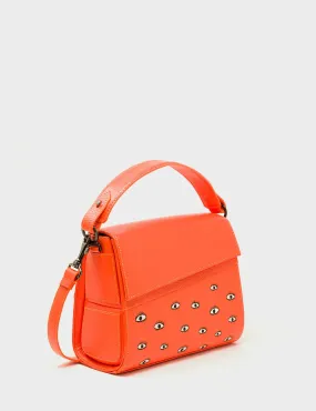 Anastasio Mini Crossbody Handbag Neon Orange Leather - All Over Eyes Embroidery