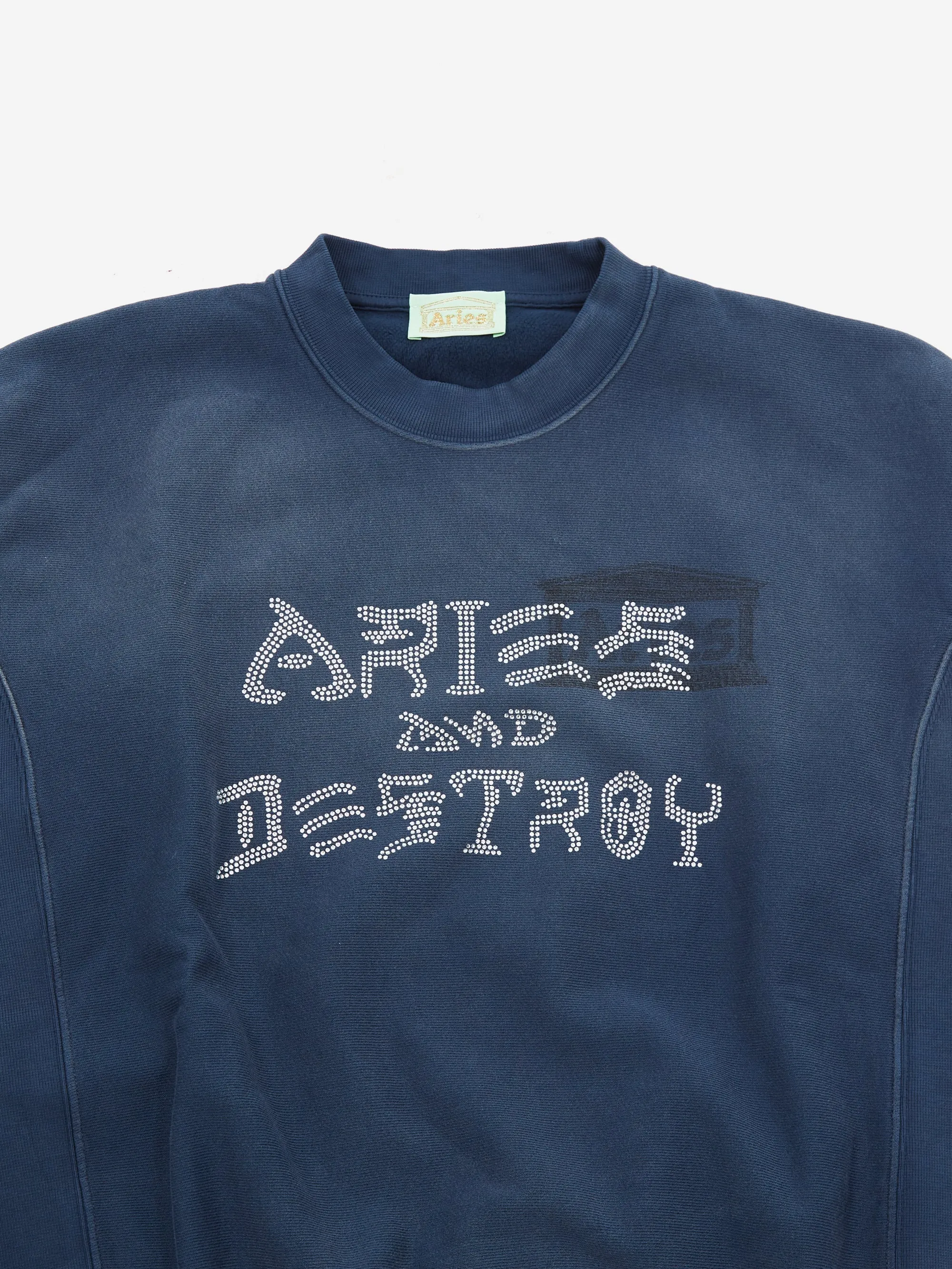 Aries Aged Aries and Destroy Diamante Sweatshirt - Navy