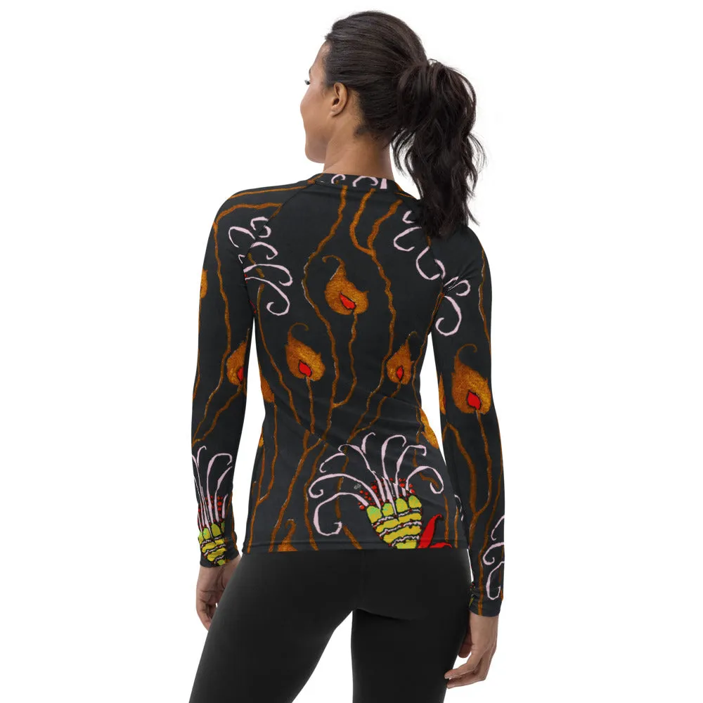 Art Deco Flowers Women's Rash Guard