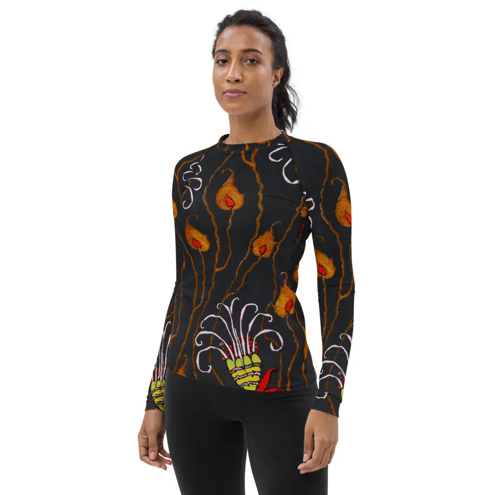 Art Deco Flowers Women's Rash Guard