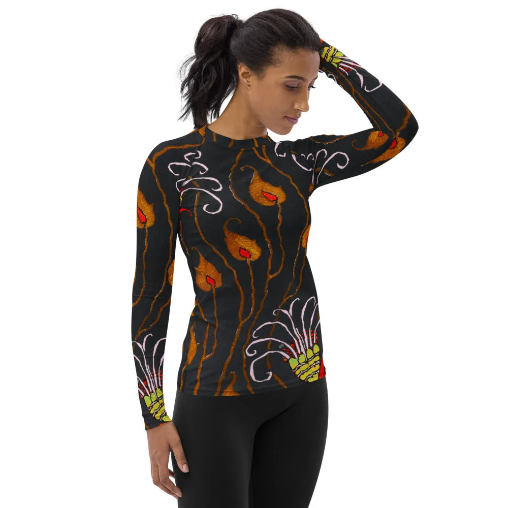 Art Deco Flowers Women's Rash Guard