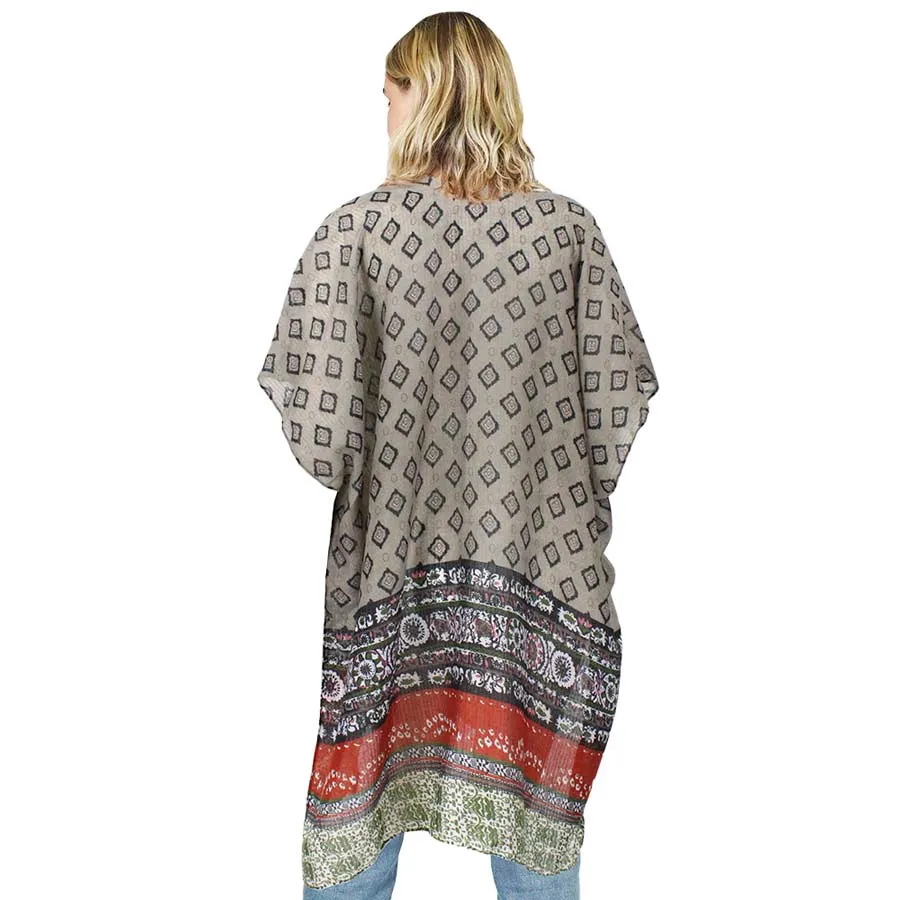 Attractive Abstract Patterned Cover Up Kimono Poncho