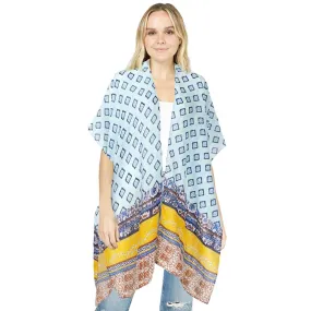 Attractive Abstract Patterned Cover Up Kimono Poncho