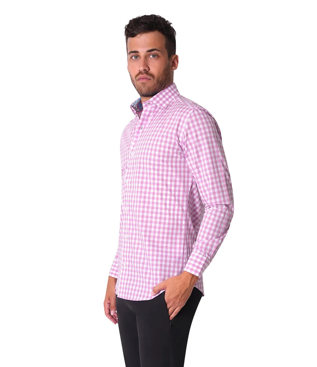 Bertigo Shirt | Oscar-52 Purple White Check Plaid