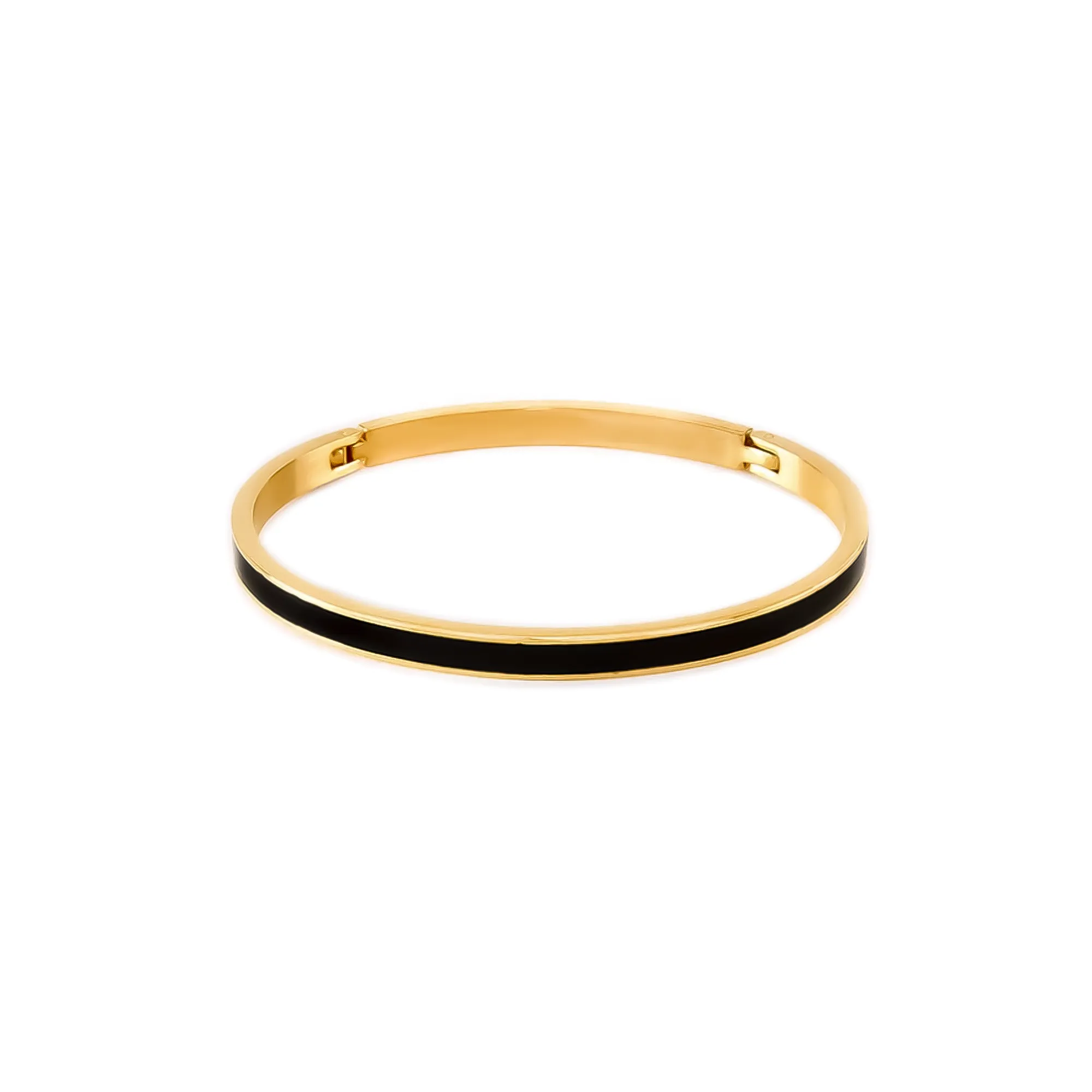 BG301GB B.Tiff "The Hamptons" Black Enamel Gold Plated Stainless Steel Bangle Bracelet