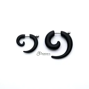 Black Acrylic Fake Spiral Ear Taper with Surgical Steel Bar