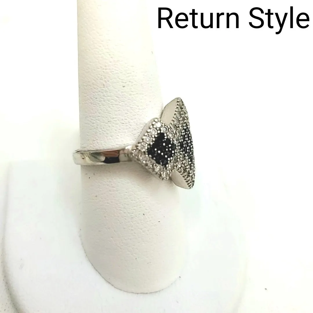 Black Clear Sterling & CZ SZ 9 Ring SS