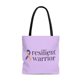 Bladder Cancer "resilient warrior" Large "Lavender" Tote Bag (Dual-Sided Design)