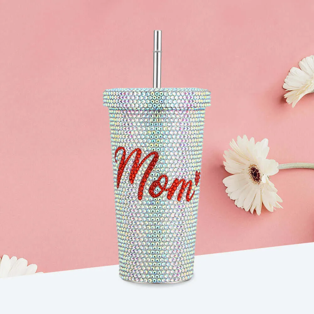 Bling MOM Message Studded 17oz Stainless Steel Tumbler