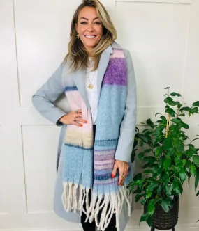 Blue Cleo Blanket Tassel Scarf