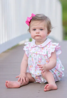 Bows and Flowers Baby Girl Romper Pima Cotton