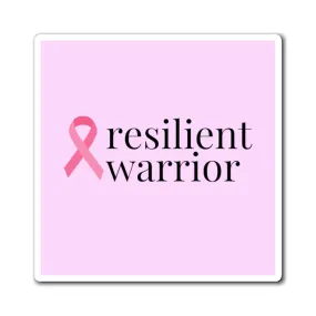 Breast Cancer resilient warrior Ribbon Magnet (Pink Background) (3 Sizes Available)