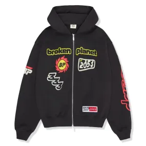 Broken Planet Performance Zip Up Hoodie Soot Black