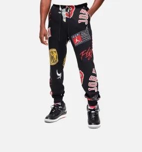 Brooklyn Fleece All Over Print Joggers Mens Pants - Black/Red