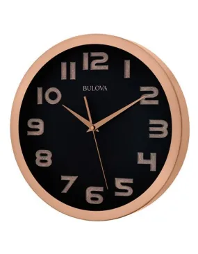 Bulova Revere Large Contemporary Wall Clock - Brushed Copper Finish - Black Dial