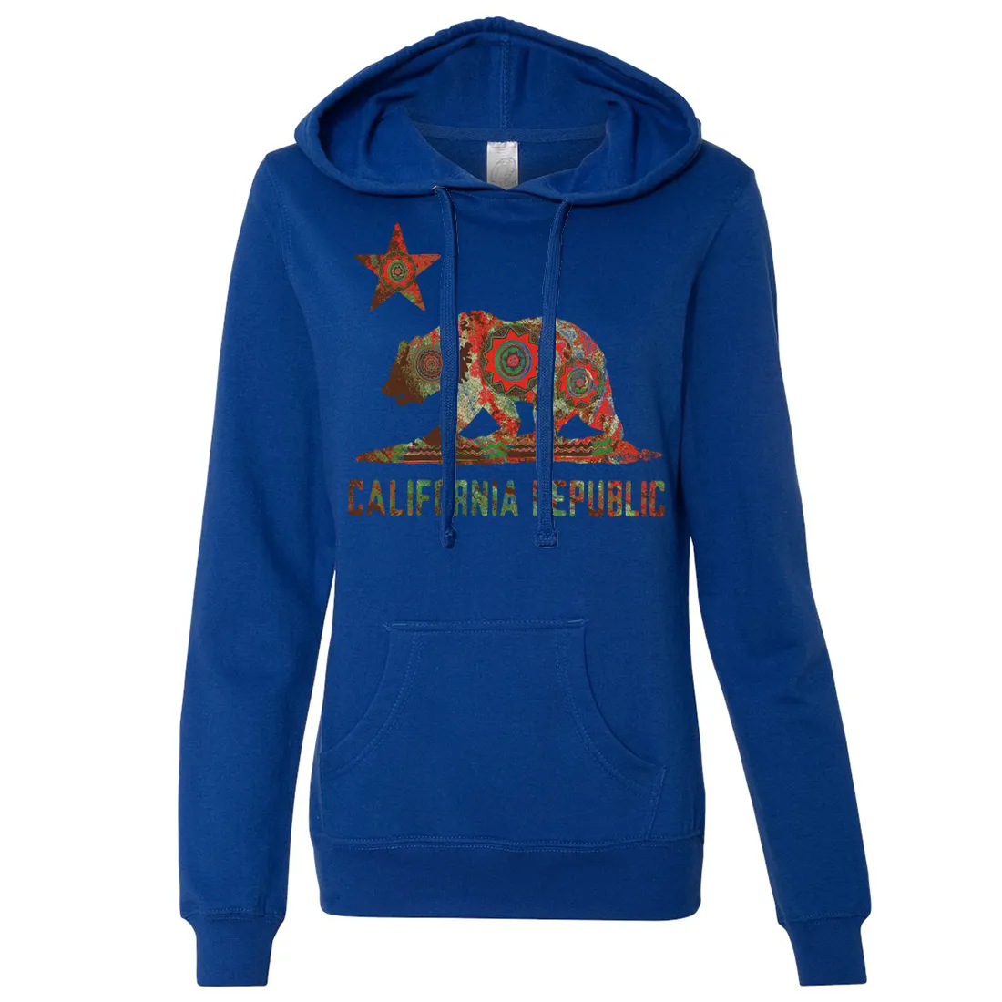 California Chumash Mandala Bear Ladies Lightweight Fitted Hoodie