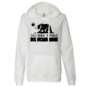 California Flag Black Print Silhouette Ladies Fitted Hoodie