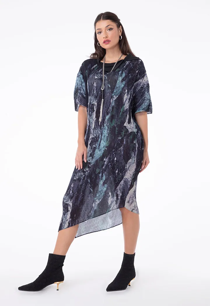 Camouflage Print  Electric Pleated Dress Combo