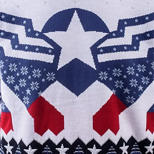 Captain America Sam Wilson Ugly Christmas Sweater for Men or Women Marvel Avengers Gift (Size: M)