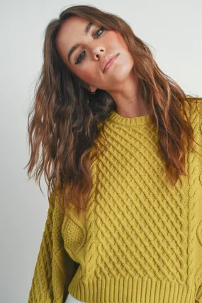 Casual Solid Cable Knit Sweater