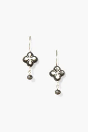 Clover Drop Earrings Black MOP