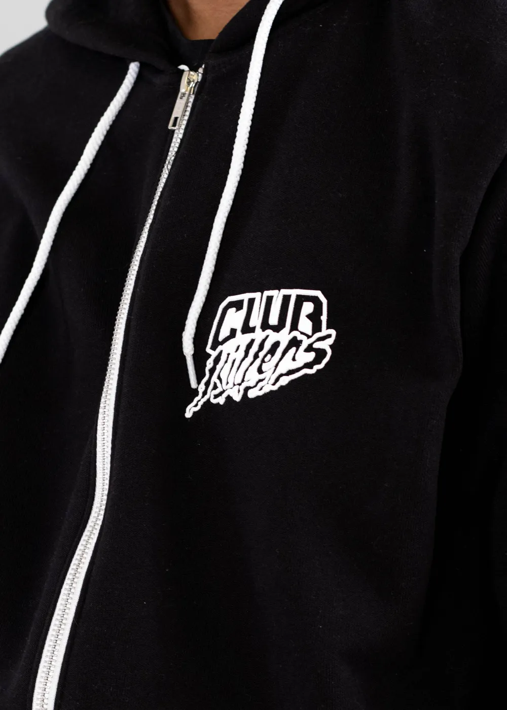 Club Killers Pocket Logo Zip Up Hoodie - DTG Black