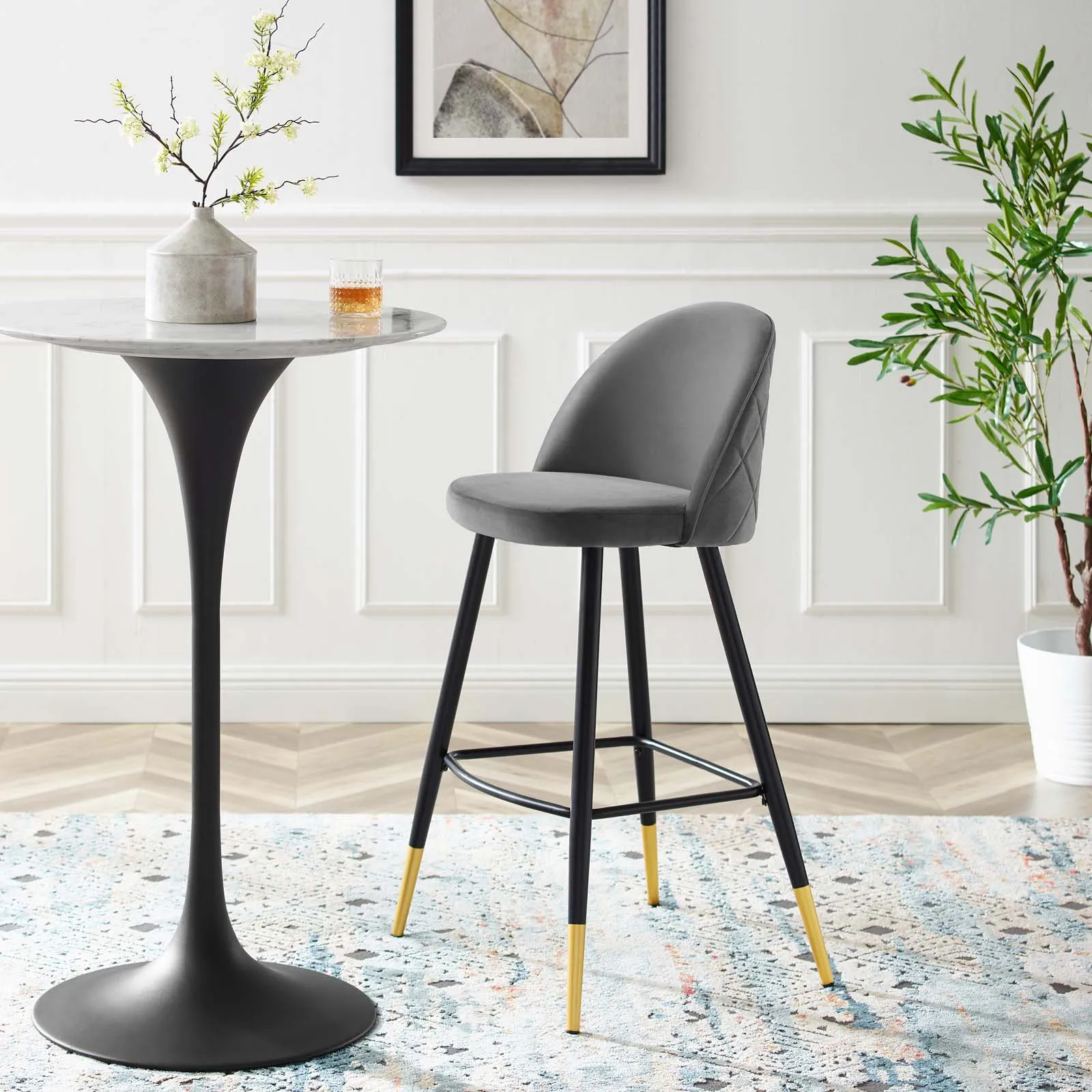 Cordial Performance Velvet Bar Stools - Set of 2