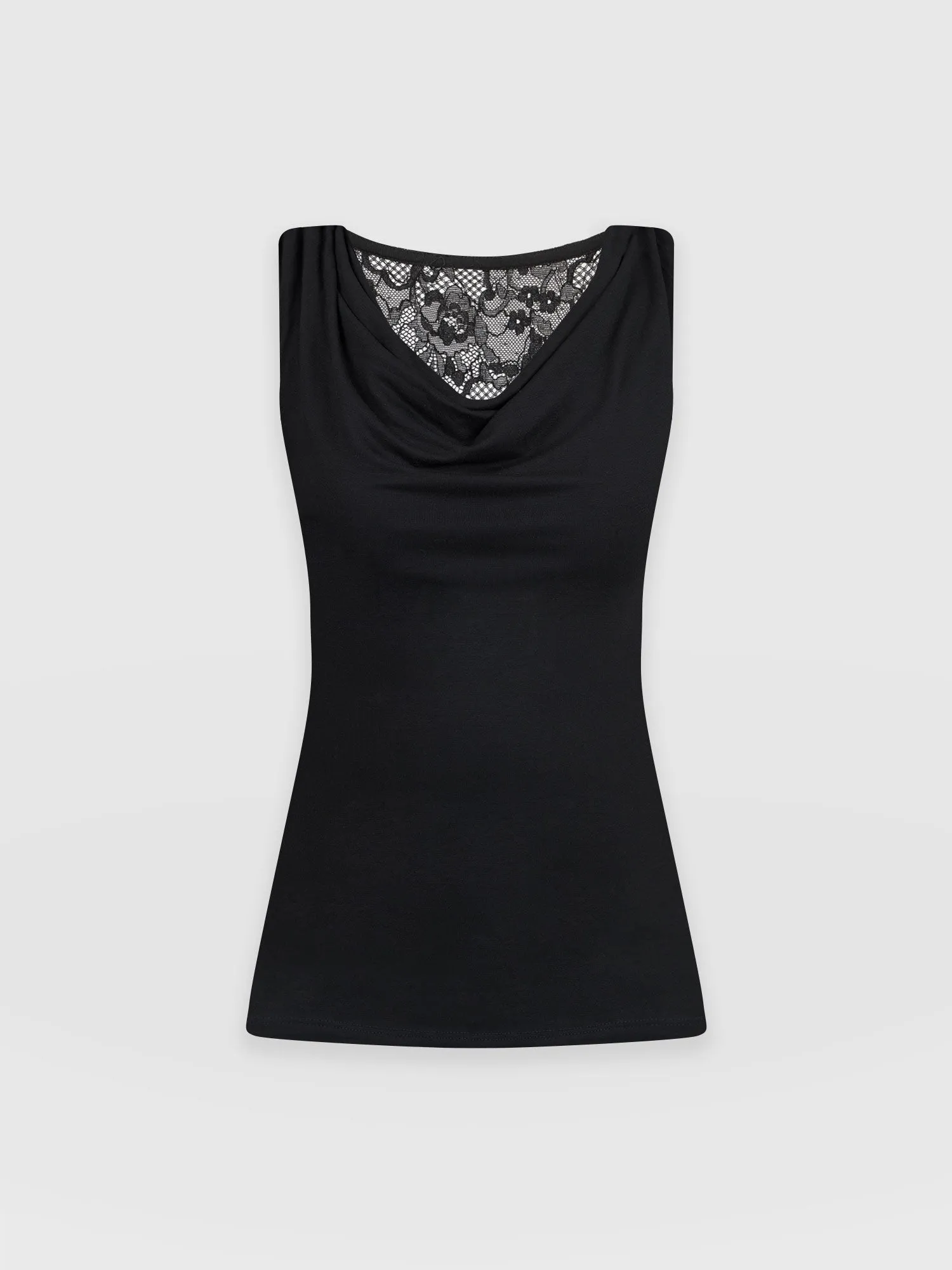 Cowl Neck Cami - Black Lace