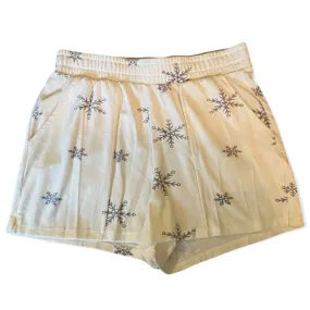 Cozie By Pink Rose White Velour Shorts Snowflake Medium