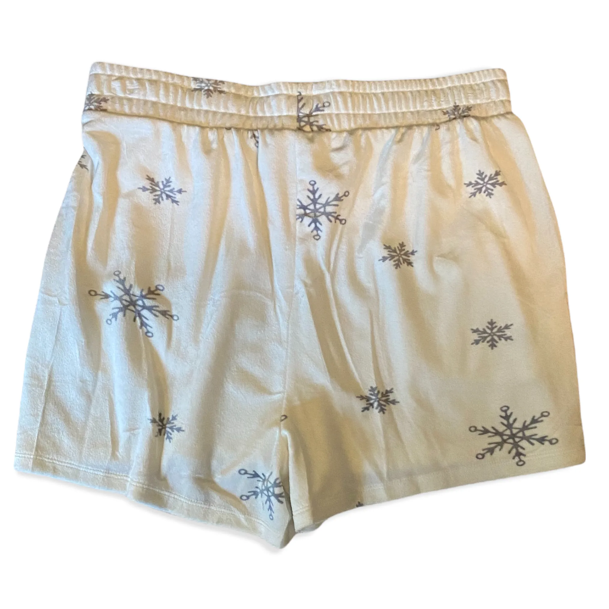 Cozie By Pink Rose White Velour Shorts Snowflake Medium