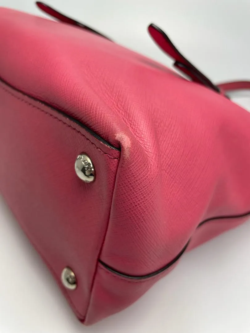 Dark Pink Saffiano Leather Tote Bag